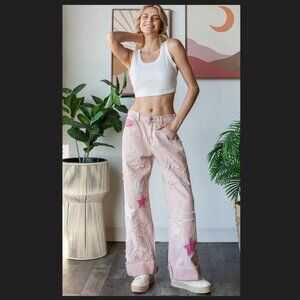 OH2 OLI & HALI PINK WASHED STAR PATCHWORK DETAIL DENIM